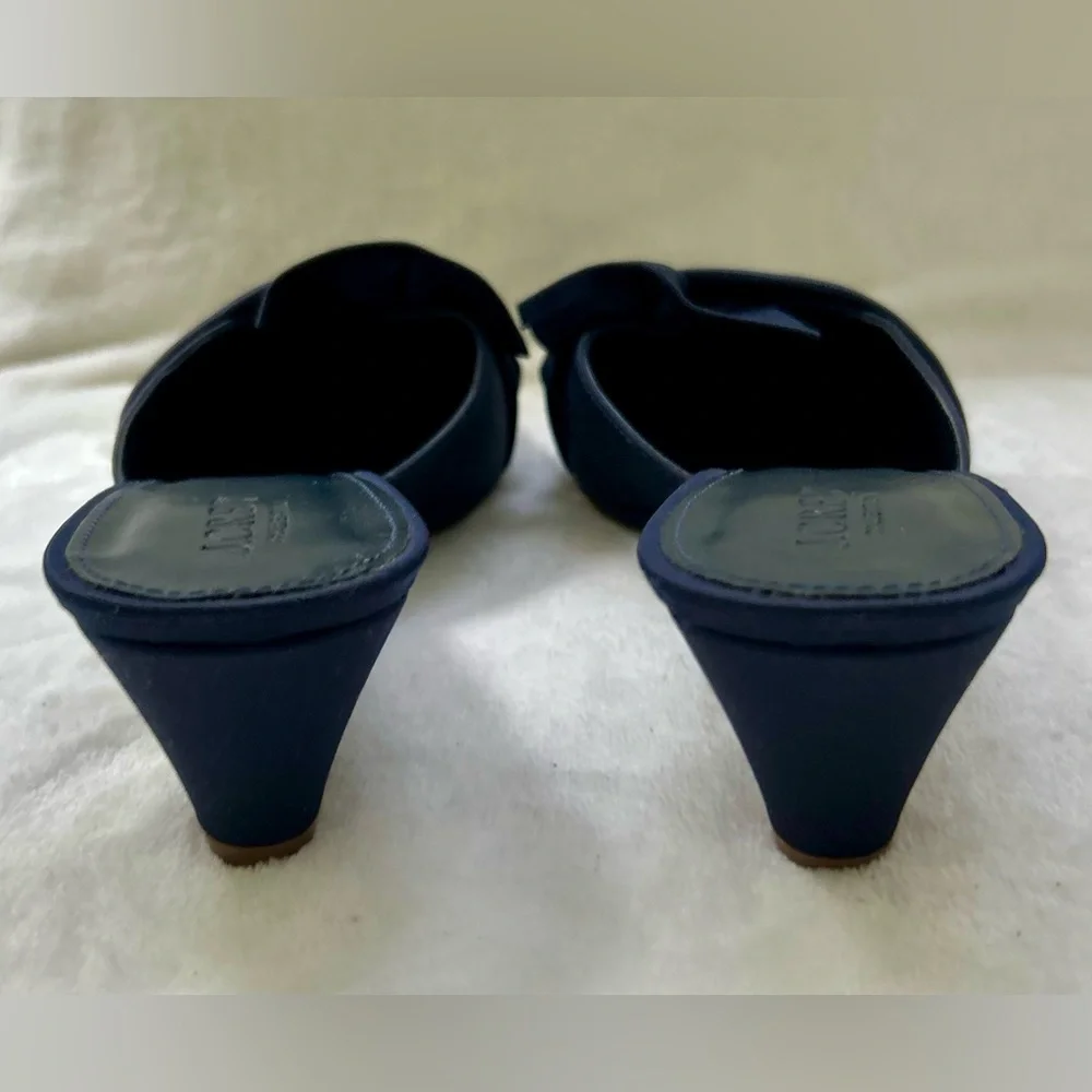 J. Crew Collection Blue Size 8 Mules Satin Wedges Slip On Heel Shoes - Picture 12 of 14